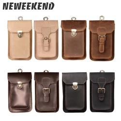 Genuine Leather Vintage Waist Packs Men Travel Fanny Pack Belt Loops Hip Bum Bag Waist Bag Mobile Phone Pouch 2088 2089