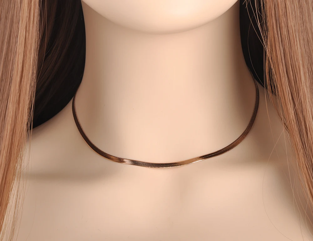 Lokaer New Arrival Sample Jewelry Stainless Steel Snake chain Thin Necklace Rose Gold Color Chirstmas Gift N18065