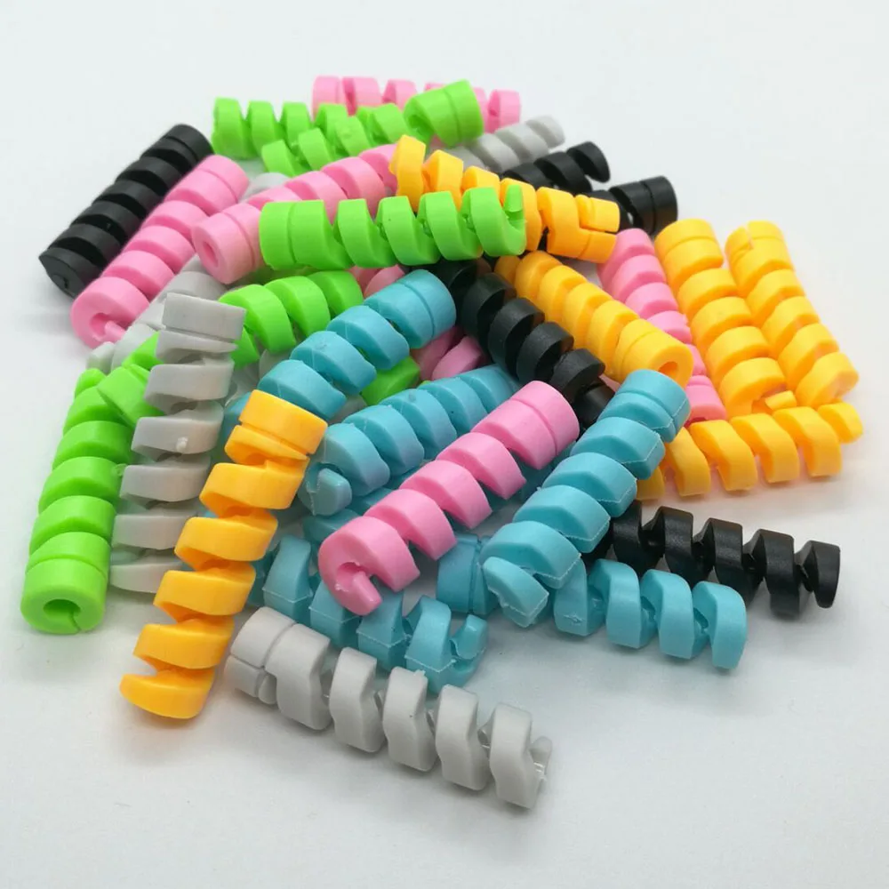 30pcs protezione del cavo a spirale linea dati avvolgicavo in Silicone protettivo per iphone Samsung Android custodia per auricolari di ricarica USB