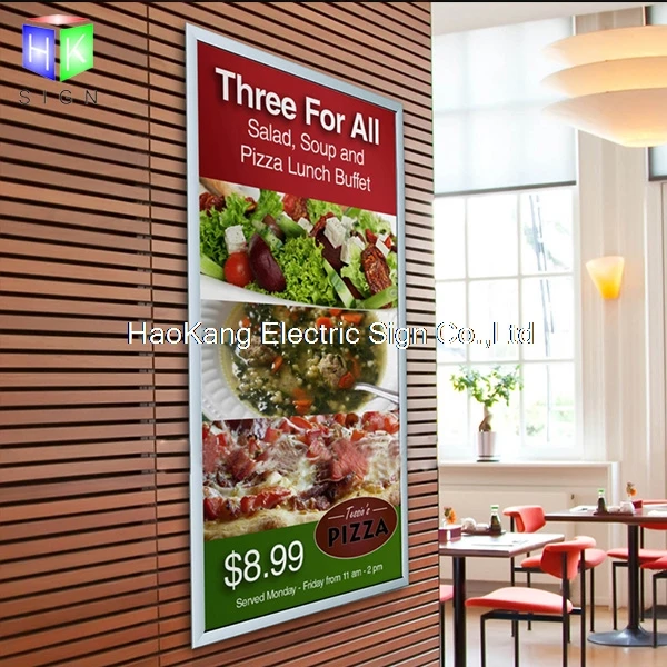 A2 aluminum snap poster frame Advertising slim led Light Boxes display for menu board fast food sign