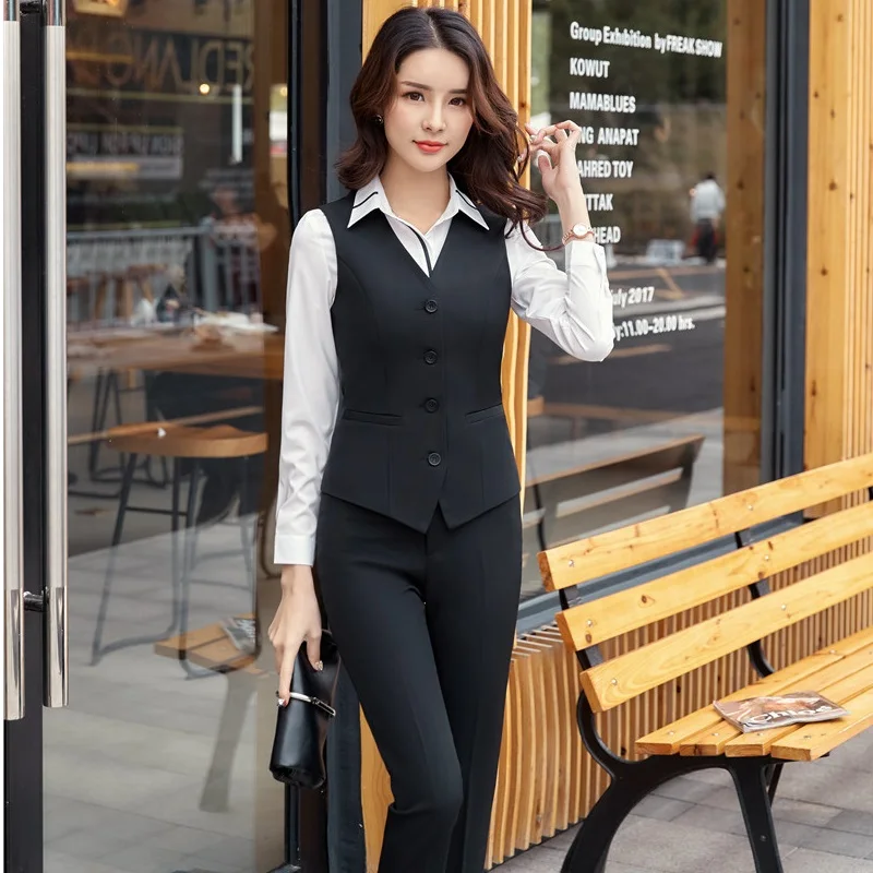 Formal Women Business Suits Uniform Designs 2 Piece Set with Tops and Pants Business Work Wear Pants Suits Trousers Sets