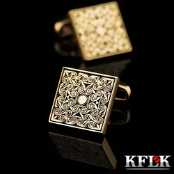 KFLK jewelry French shirt cufflinks for mens Brand Retro Cuff links Luxury Wedding Gold-color Button High Quality guests