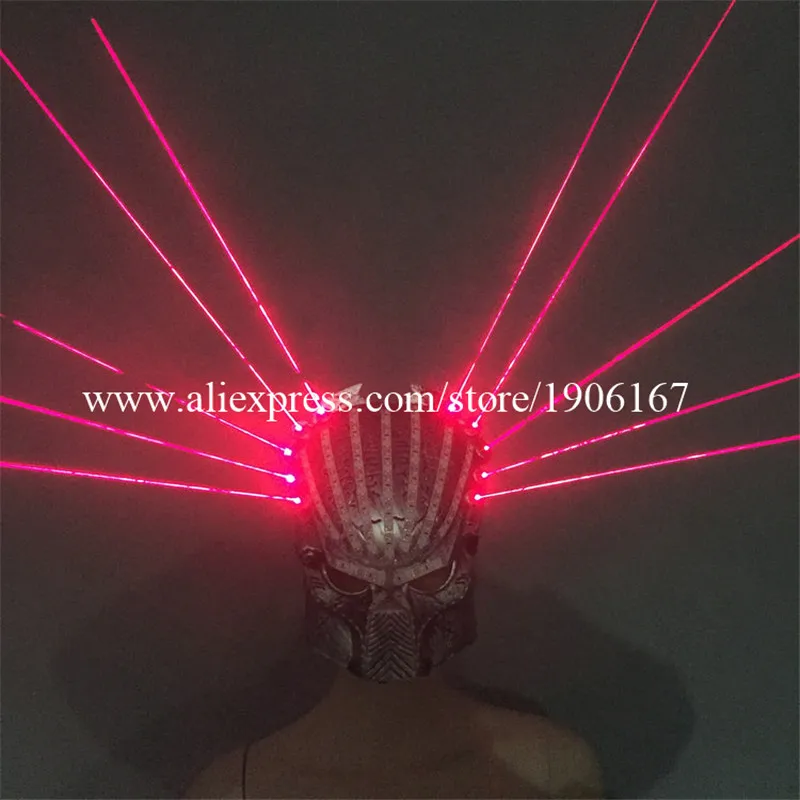 Newest Led Luminous Laserman Mask Illuminate Stage Performance Headwear Party Masks