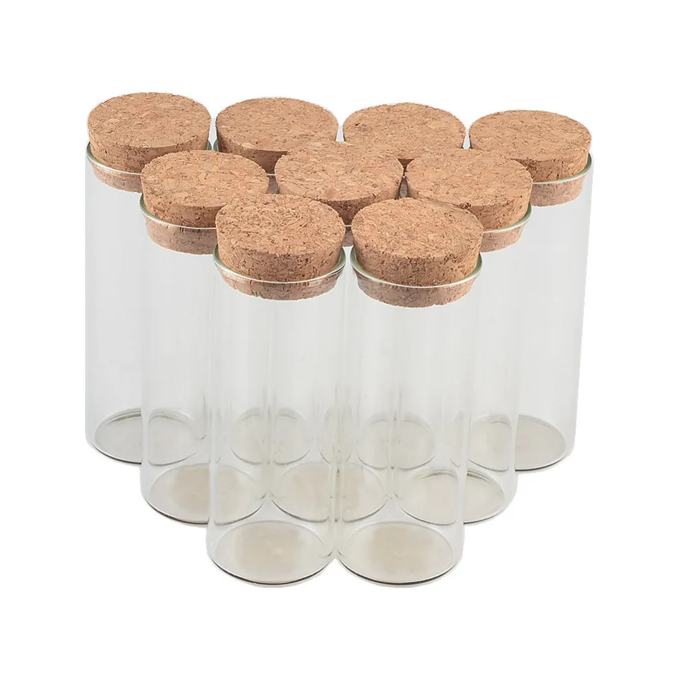 50pcs 30x80mm 40ml Glass Vials Jars Test Tube With Cork Stopper Empty Transparent Clear Bottles