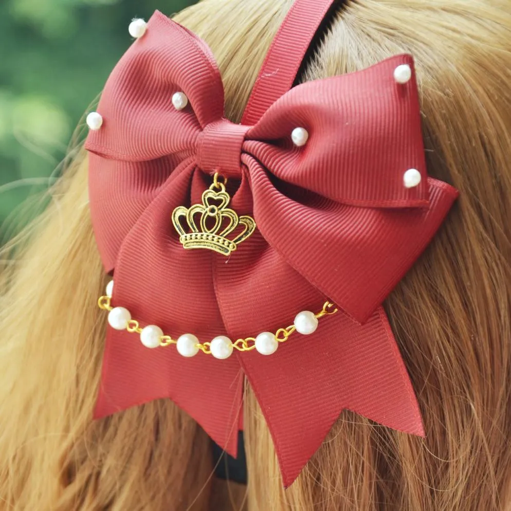 Princess sweet lolita hairband Multicolor all-match beads Bow Headband KC enhanced version optional Pendant MHTSP012