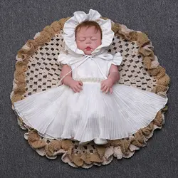 Beach Baby Girl Party Dress With Hat Cute Party Lovely White Formal  Toddler Baby Girls Clothes for 0 to 24 Month 194009