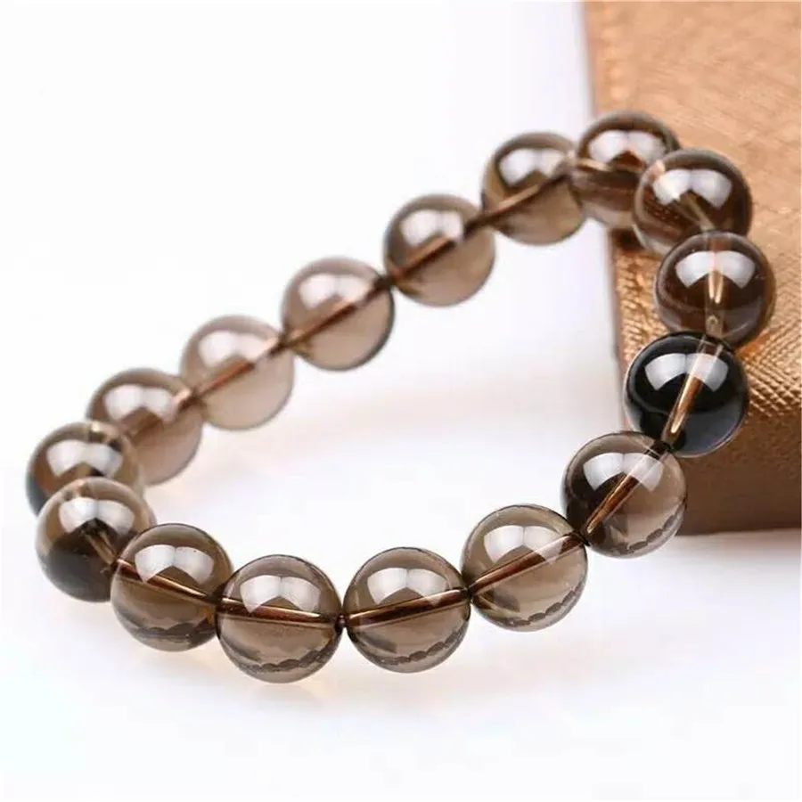 Natural Brown Smoky Crystal Quartz Bracelet Stretch Crystal Round Beads Women Men 8mm 10mm 12mm 14mm 16mm AAAAAA