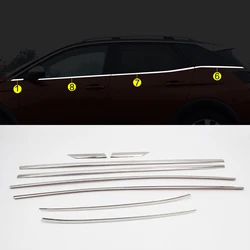 Car Accessories for Peugeot 3008 GT 2017 2018 2019 2020 2021 2022 Stainless Steel Bottom Window Sill Trims Decoration Cover 8pcs