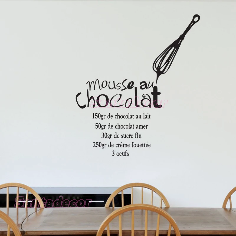 French Cuisine Mousse Au Chocolate Vinyl Stickers Wall Art Decal Kitchen Wallpaper Home Decor Poster House Decoration Mural