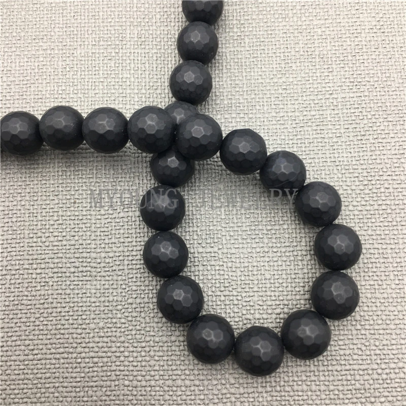 5Strands Matte Faceted Onyx Loose Beads,Frosted Black Agates Beads For DIY Jewelry Making MY0010