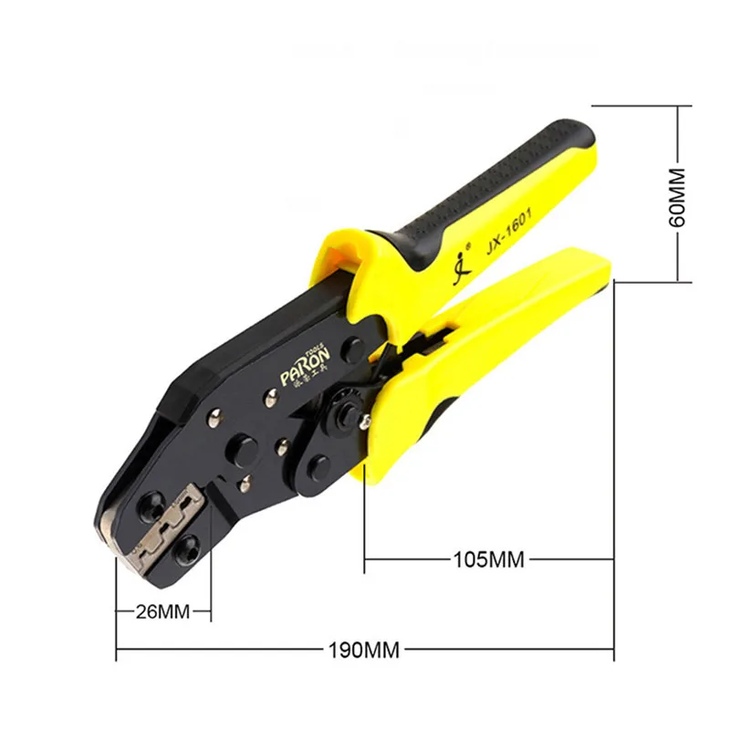 JX-1601-6 Wire Crimper 24-10AWG Engineering Ratchet Cord End Terminals Crimping Pliers