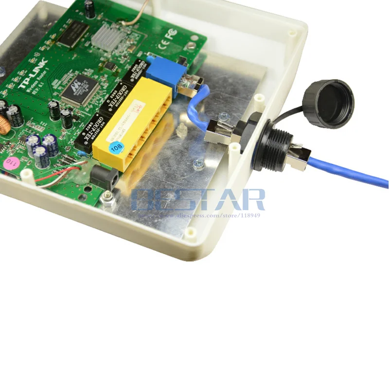 방수 RJ45 암-암 스트레이트 헤드 이더넷 LAN M25 차폐 커넥터 소켓 플러그(네트워크 케이블용 커버 포함)