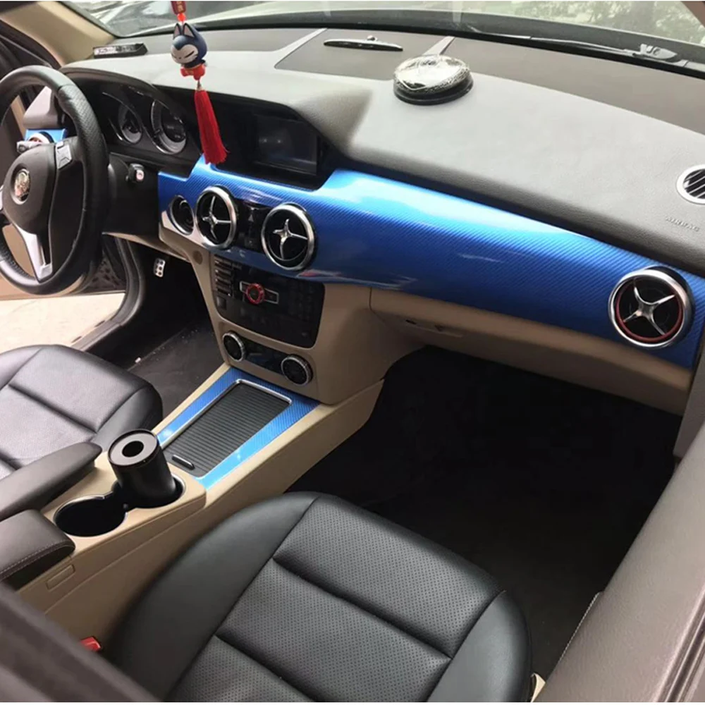 For Mercedes Benz GLK260/300  Interior Central Control Panel Door Handle 5D Carbon Fiber Stickers Decals Car styling Accessorie