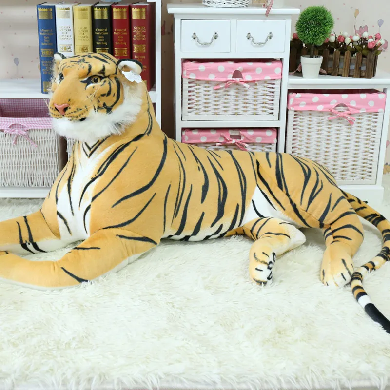 simulation lying tiger 130cm plush toy yellow tiger home decoration, Christmas birthday gift h011