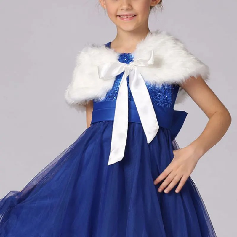 New Arrival Baby Girls Winter Formal Faux Fur Bolero Brand Princess Dress Waistcoat for Girls Spring Wedding Cape