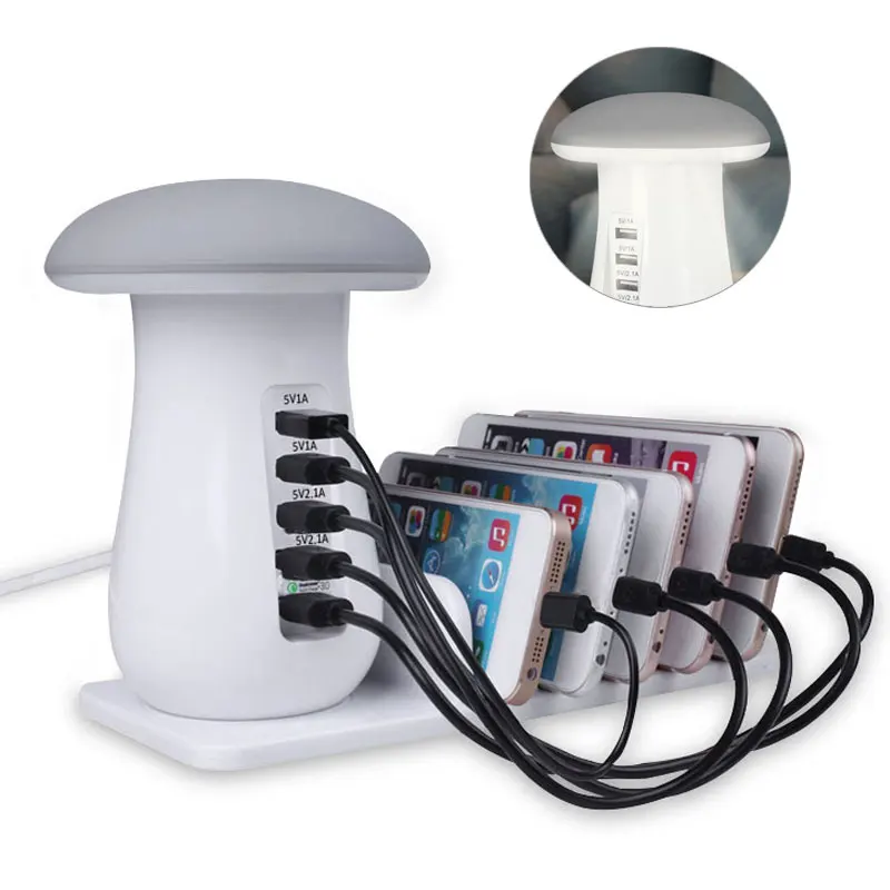 

USB Charger Station With Led Light For Iphone Samsung Huawei Universal 5 Usb Charger Dock QC3.0 Fast Charger EU US UK AU Plug