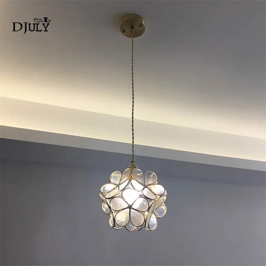 japan style manual glass petal pendant lights for living room clothing store girls bedroom pink hanging lamp loft led luminaire