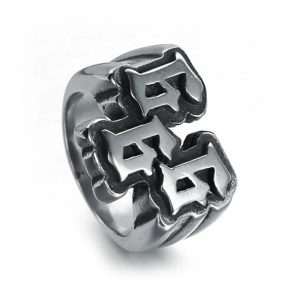 European and American men's punk stainless steel digital 666 ring titanium steel ring jewelry