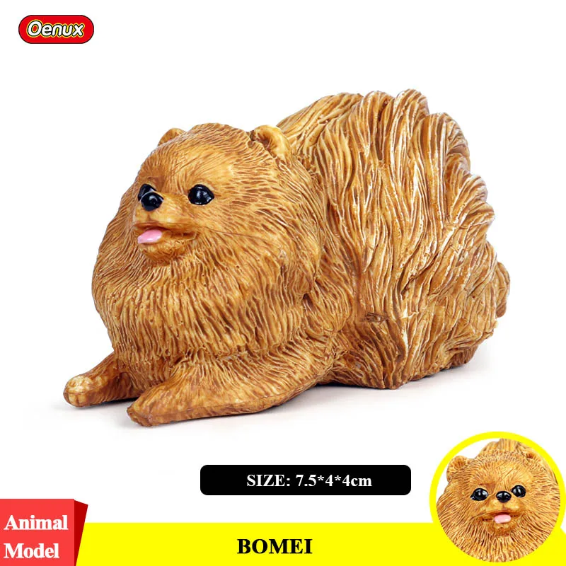 Oenux Classic Lovely Pomeranian Dog Animal Model Kawaii Pet Dog Action Figures PVC Home Decoration Educational Toy For Kids Gift