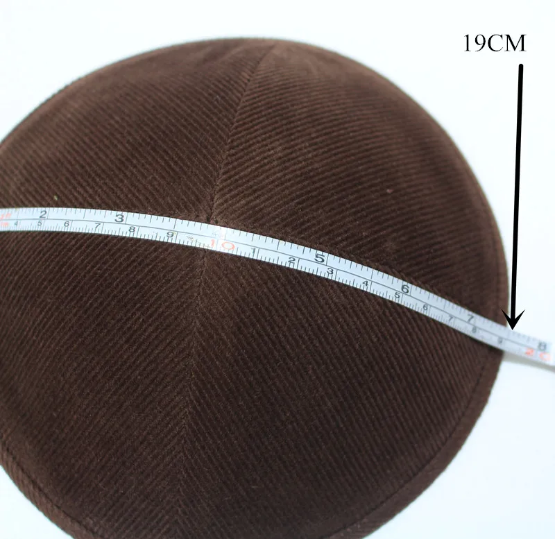 Brown color Jewish yarmulke Solid High quality Dome size 19cm Cotton Velvet Kippah Jewish Cap