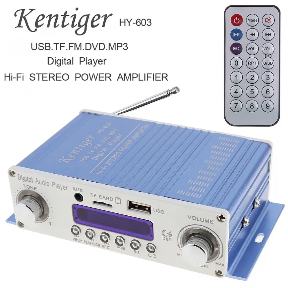 Kentiger DC 12V HI-FI Digital FM Radio Audio Player Car Amplifier FM Radio Stereo Player Support SD / USB / DVD / MP3 Input