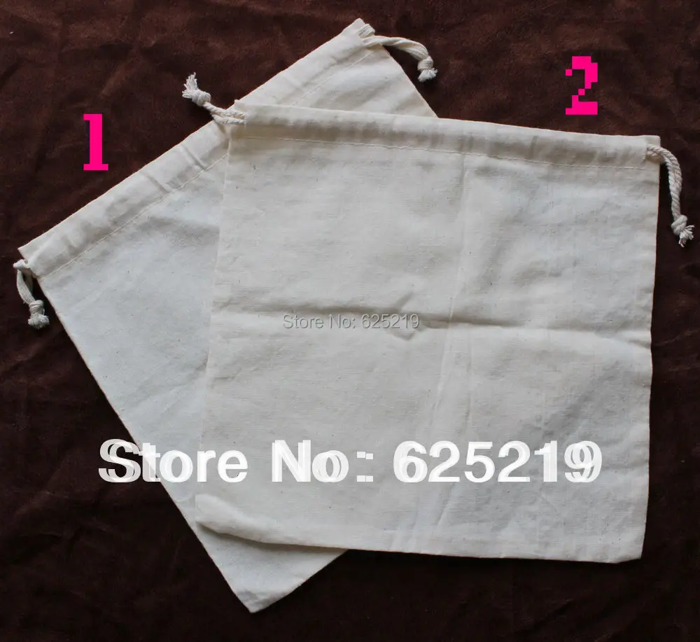 140g/m2 cotton (50pcs/lot) 25*25cm/10*10 inch organic natural  drawstring cotton bag can customize the logo & size