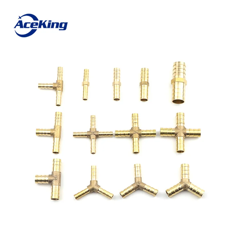 All copper pagoda joint y-type gas pipe three-way gas pipe straight hose joint fitting t-type three-way four-way joint gree head