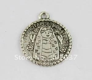 

40 Tibetan silver flat round charms A9116