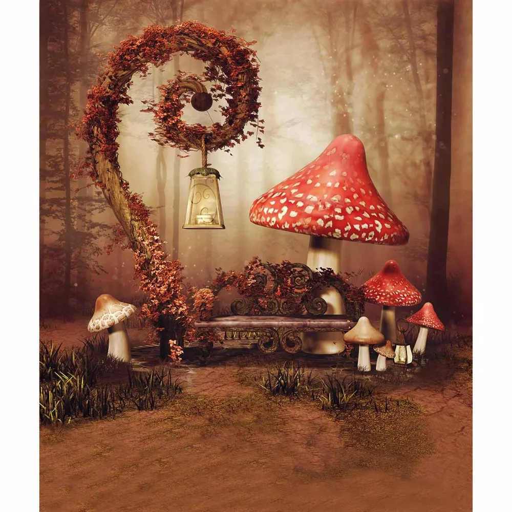 Allenjoy Forest Photography Backdrop Mushroom Fairy Girl in Wonderland Kids Photocall Photobooth Background Photo Studio