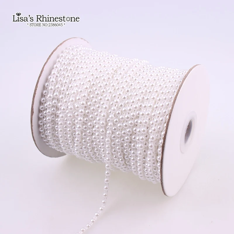 4mm DIY Garment Accessories 50 Meters/lot Half Round Flat Back Plastic Pearl Trim Flatback Pearl Bead Chain VX12