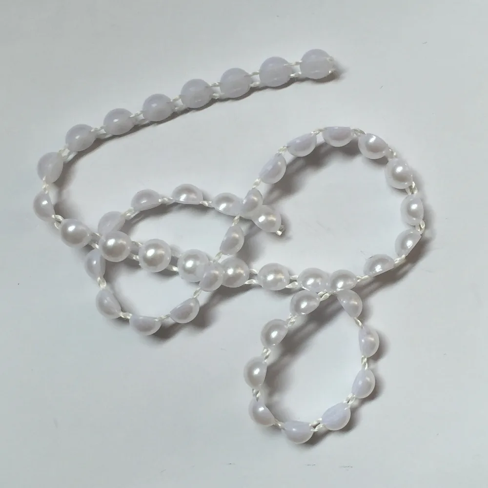 25 Meters/Roll 6mm Half round Flat Back Plastic Pearl Trim   String Trim Chain Sew VX13-White