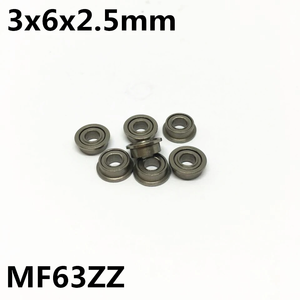 50Pcs MF63ZZ 3x6x2.5 mm Flange Bearings Deep Groove Ball Bearing High Quality MF63Z MF63