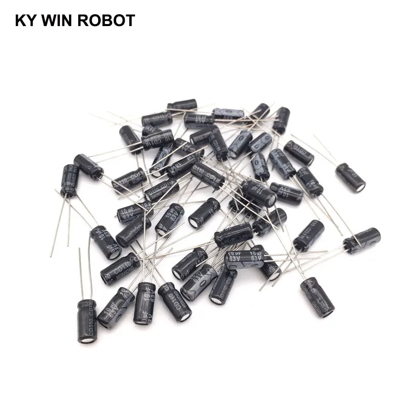 50 sztuk/partia 10UF 63V 10mf 105C 5X11mm aluminiowy kondensator elektrolityczny 63V10UF promieniowy przewód 50 sztuk