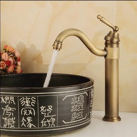 

Free Shipping High Arch New Deck Bathroom Basin Sink Mixer Tap Polished Antique Bronze Basin Faucet Bathroom Faucet Sink Tap