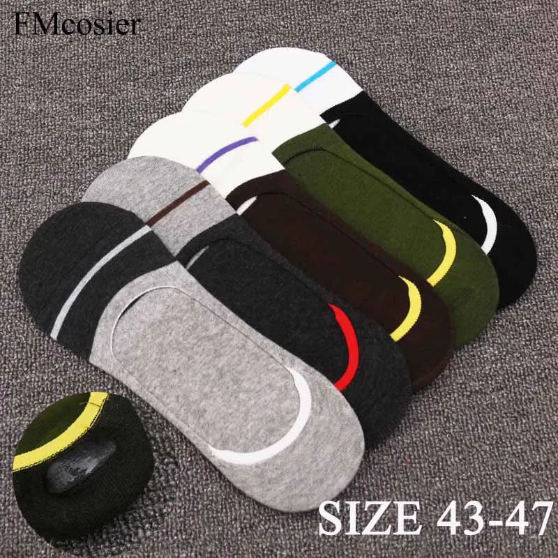 12 Pairs New Men's Ankle Socks Short Color Big Size Boat Male Slippers Casual Meias Non-slip Silicone Invisible 43 45 46 47