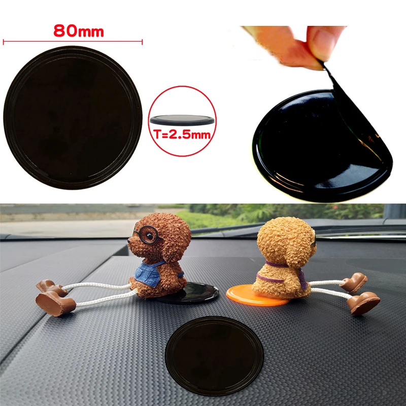 Round Shape Red Black Blue Auto Phone Air Frensher Dashboard Pad Skid Proof Pads Mat Anti Slip