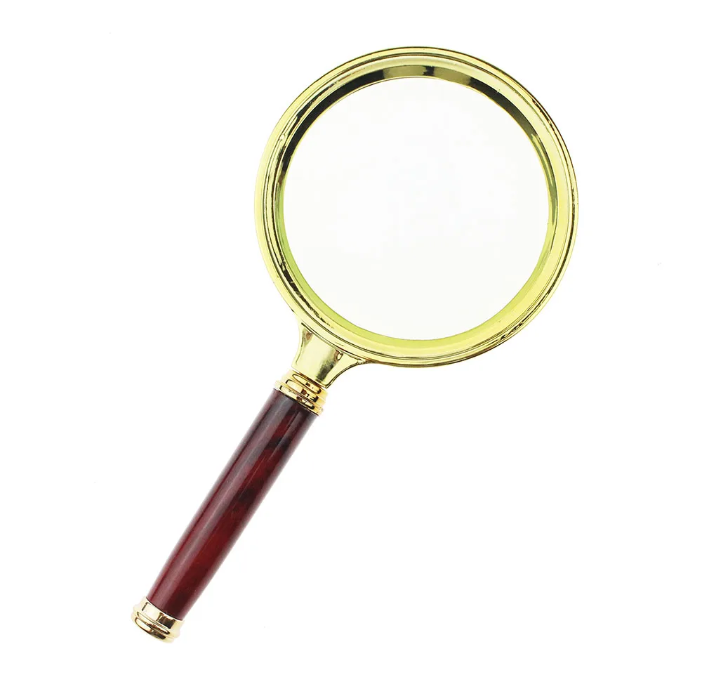 1Piece 80mm 90mm Handheld Reading 10X Magnifier Watch Phone Repair Magnifying Glass Imitation Wood Handle Lupa Loupe