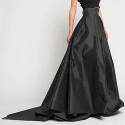 England Style Ball Gown Maxi Skirt Black High Waist Pleated Long Skirt with Train Gothic Ladies Formal Party Gown 2018 New