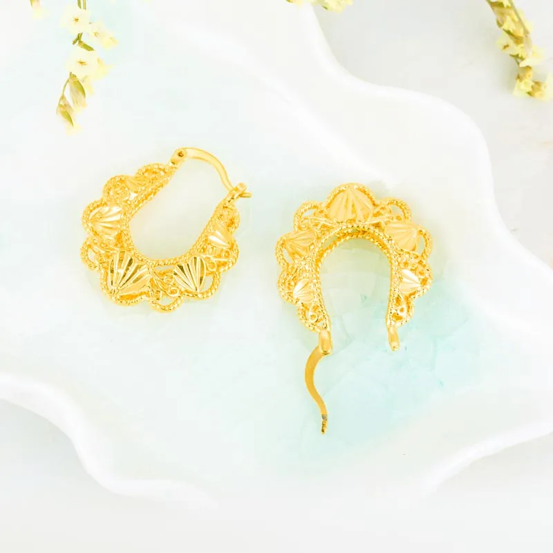 Gold Color Copper Earrings for Women/Girls Arab/African Stud Earring Wedding Jewelry Gifts Gold Filled Earing image 3
