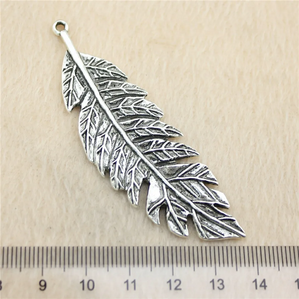 8pcs/lot 71*22mm ancient silver Large Leaves charm Pendants DIY jewelry for bracelet necklace earring