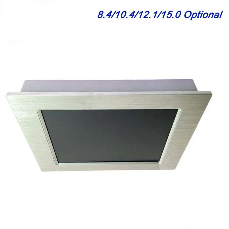 

fanless 12 inch touch screen industrial panel mini pc with 2*RJ45 touch screen pc monitor support windows xp