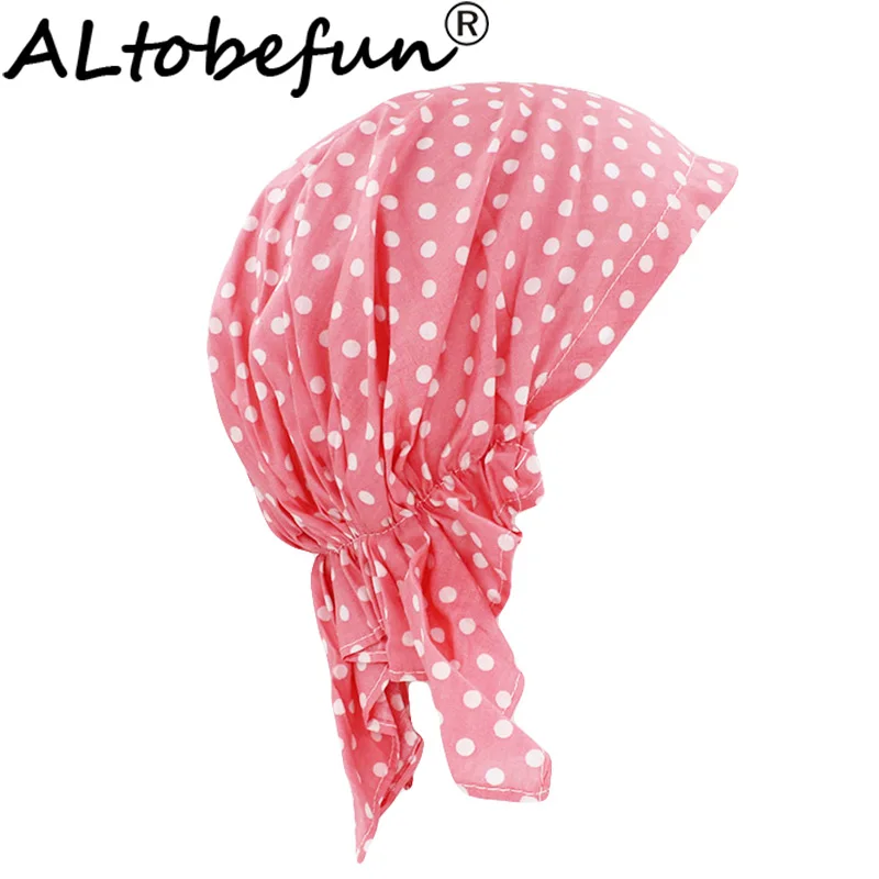 Altobefun Titik Wanita Bandana Wanita Pedesaan Topi Gadis Hip-Hop Elastis Sorban Topi Wanita Hiasan Kepala Kemo Hat Polyester BD006