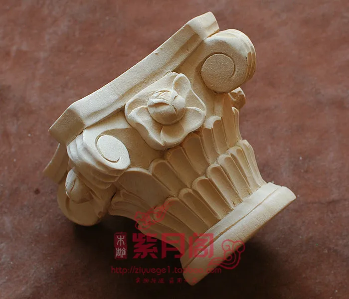 Wood carving fashion wood horn corbel roman column head