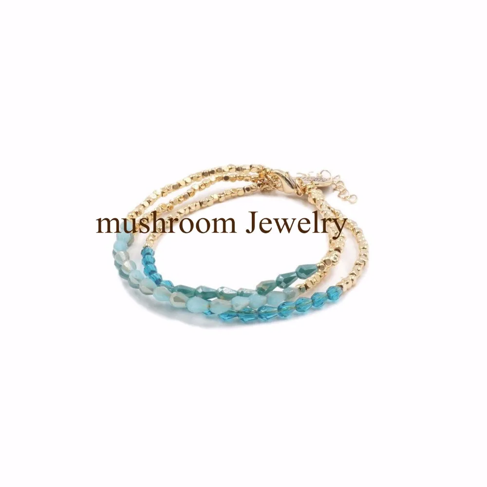 Boho CZ Micro Pave Roundel Beads Crystal Gold Spacer Beads Frosted Agates Turquoises Chips Stack Bracelet