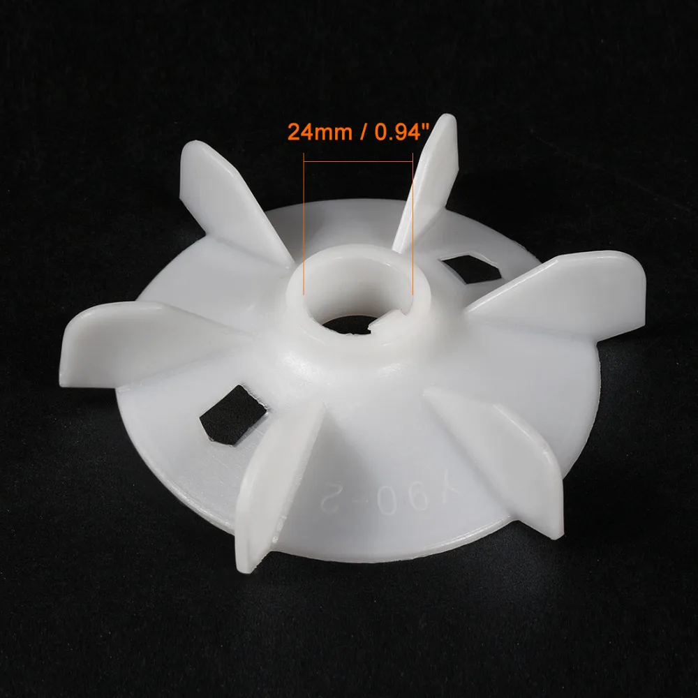 Uxcell 1Pcs 130x24mm/155x24mm Y90-2/Y90-4 White Plastic 6 Impeller Motor Round Shaft Replacement Fan Vane for Home DIY