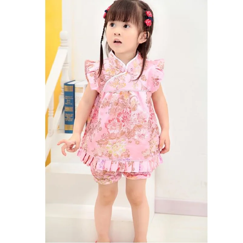 

hot sale baby clothes sets Qipao suit toddler outfits top quality baby dress panties