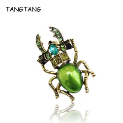TANGTAN Delicate Beetles Brooches Pins Green Oil Painted Retro Accessories Cardigan Pins New Small Animal Jewelry, FB213