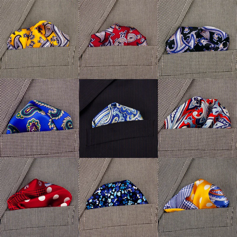 HOT SALE!! High Quality 100% Natural Silk Handmade Pocket Handkerchief Luxury Pocket Square Hanky With Giftbox