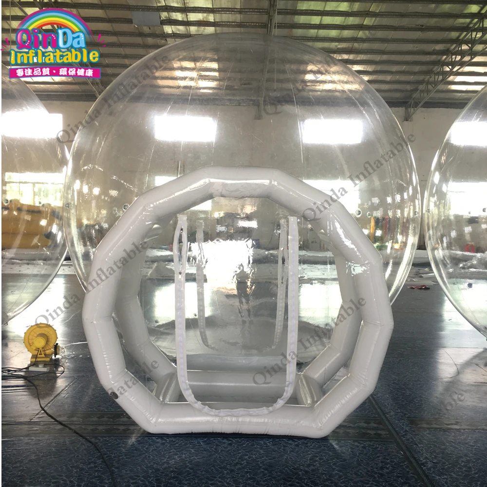 4m Diameter+2m Entrance Inflatable Lawn Dome Camping Tents Outdoor Single Tunnel Inflatable Bubble Tent