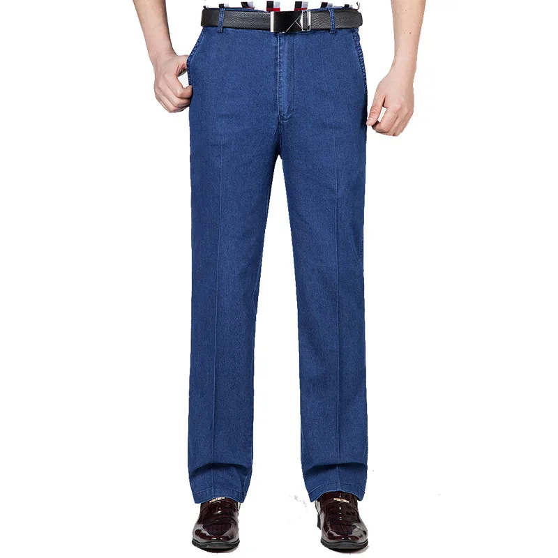 Pantalones vaqueros elásticos de cintura alta para hombre, pantalón informal de negocios, talla grande 29-40, Otoño e Invierno